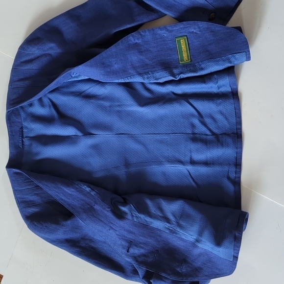 Vtg. 80s Geiger chic blue linen blazer jacket classic Tyrolean style blazer sz S - Picture 7 of 13